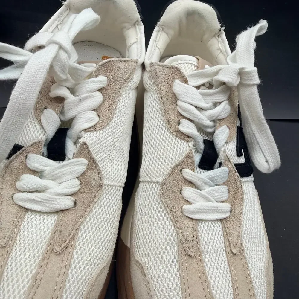 Sam Edelman Sneakers Women Size 6M White Beige Platform Gum Sole Lace Up